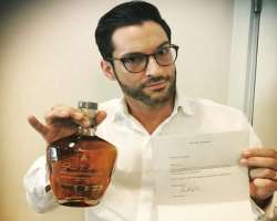 Tom Ellis consuming alcohol Tom Ellis consuming alcohol